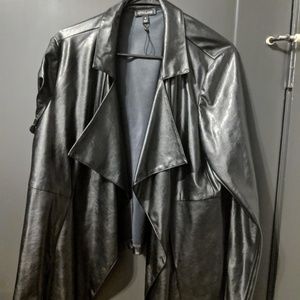 Black Vegan Drape Front Jacket